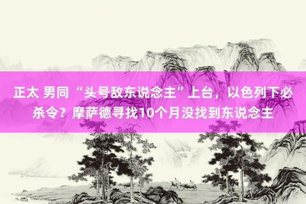 正太 男同 “头号敌东说念主”上台，以色列下必杀令？摩萨德寻找10个月没找到东说念主