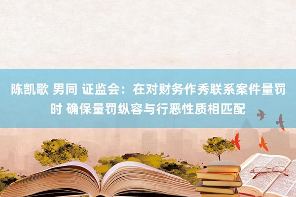 陈凯歌 男同 证监会：在对财务作秀联系案件量罚时 确保量罚纵容与行恶性质相匹配