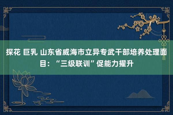 探花 巨乳 山东省威海市立异专武干部培养处理面目：“三级联训”促能力擢升